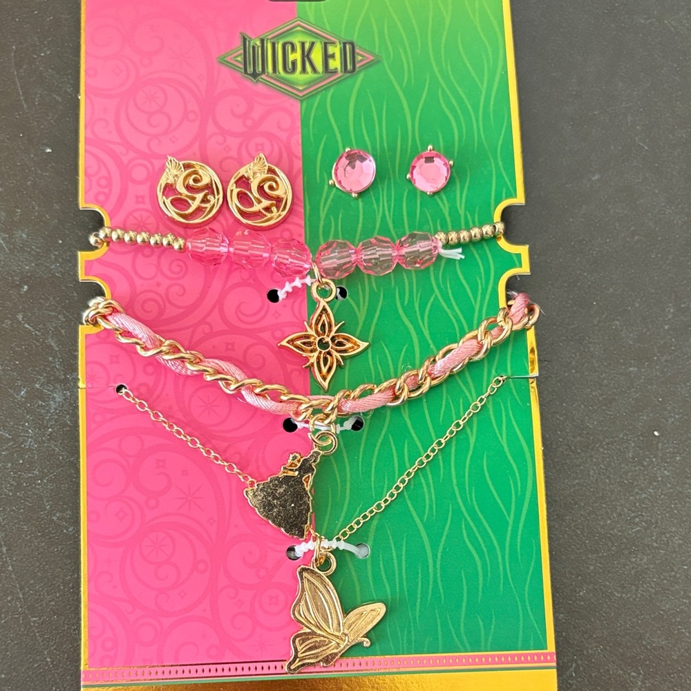 Wicked Gold-Tone & Pink Layered Necklace Set
